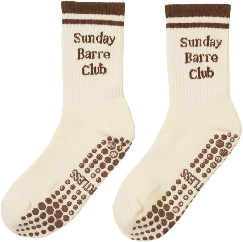 Shapes Studio Crew Half Calf Grip Socks, Cutest Fruits Pilates Socks, Ruffle socks, Non-Slip, Barre Yoga Fitness - Image 1